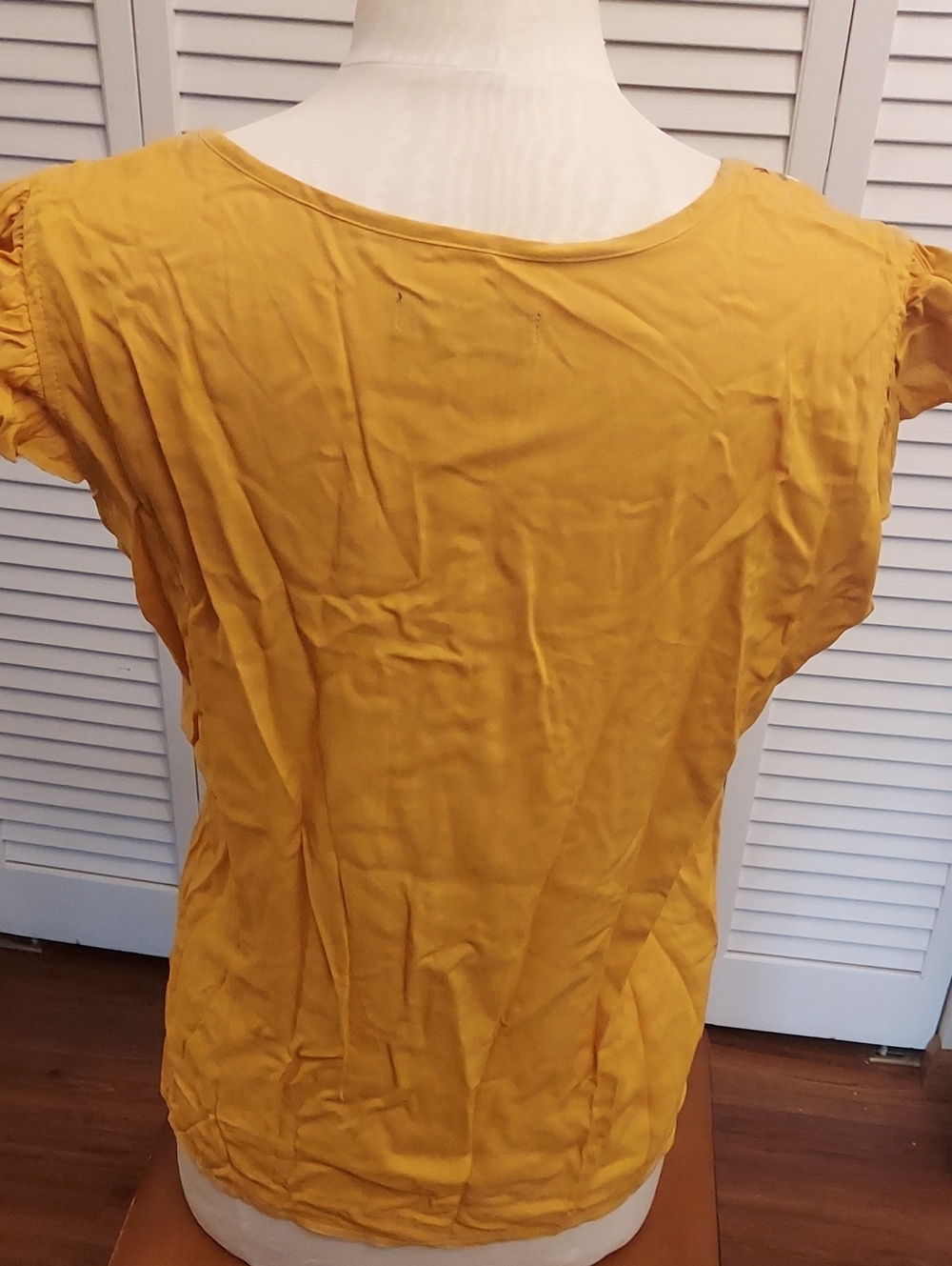 Embroidered Scoop Neck Mustard Yellow Women’s Blouse - Picture 5 of 6